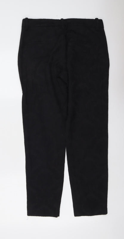 Womens UK Size S Zara Regular Fit Chino Black Trousers