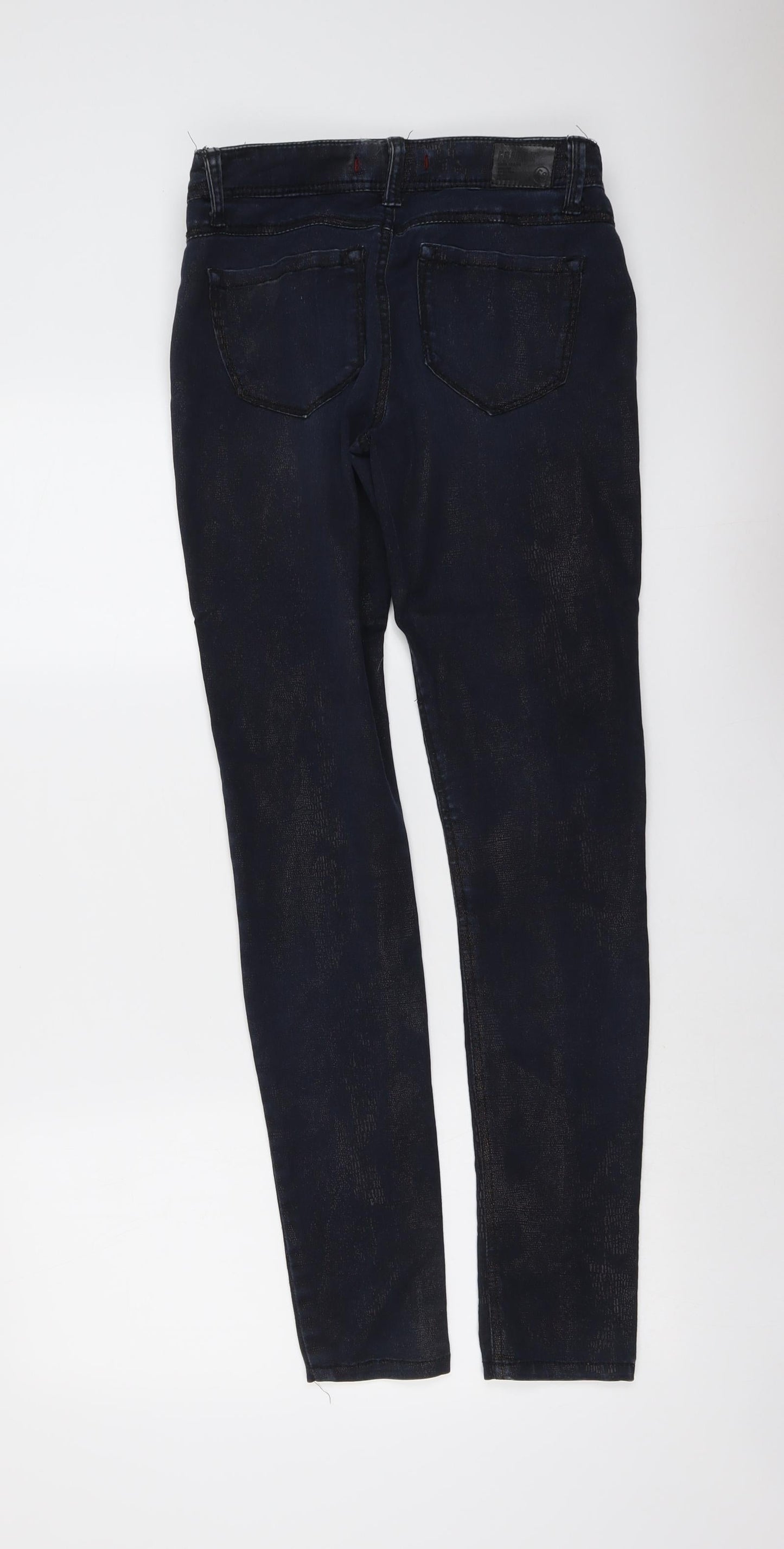 Fragle Womens Blue Animal Print Cotton Skinny Jeans Size 28 in L31 in Regular Button - Snake Print