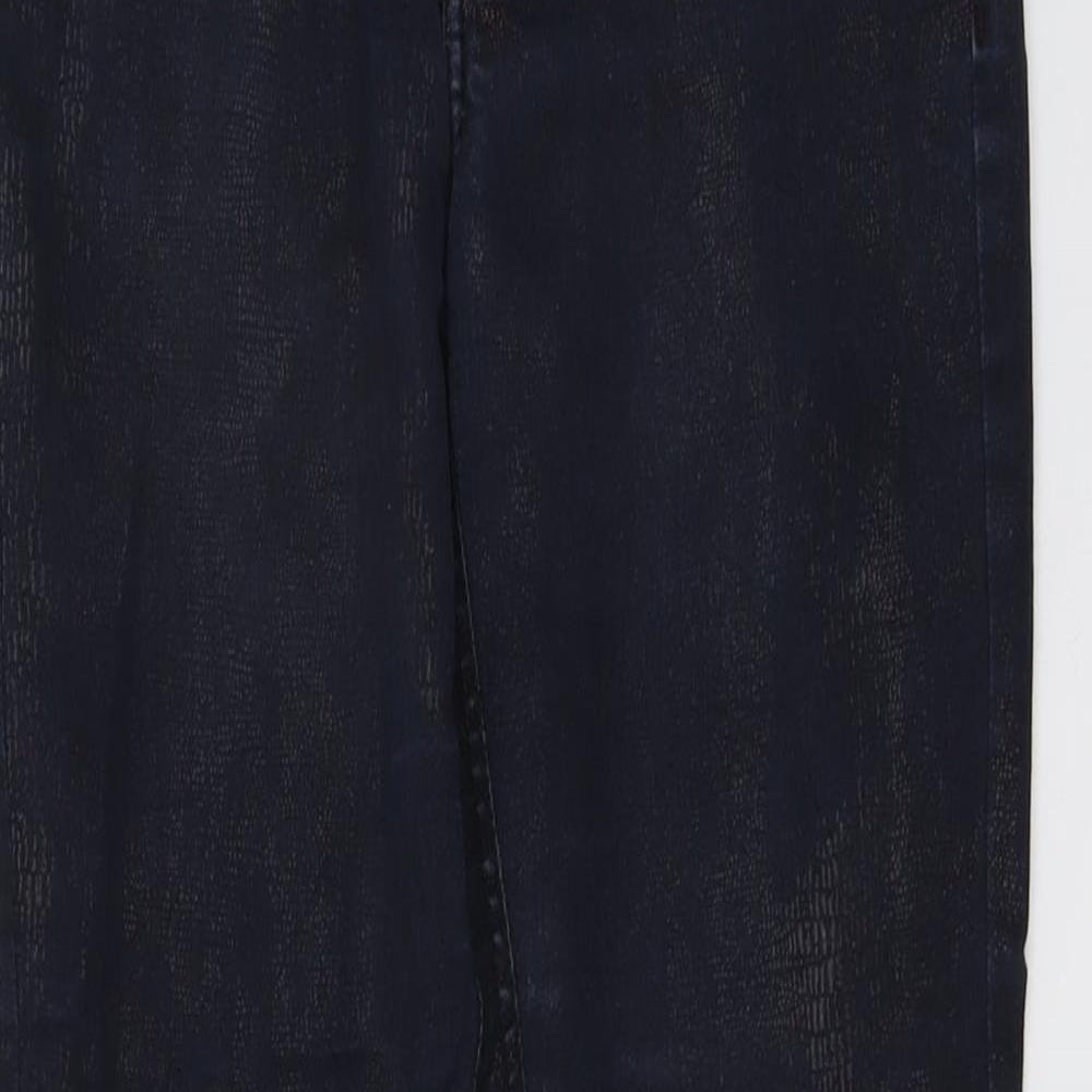 Fragle Womens Blue Animal Print Cotton Skinny Jeans Size 28 in L31 in Regular Button - Snake Print