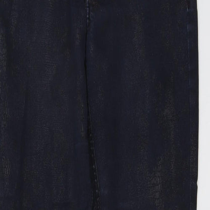 Fragle Womens Blue Animal Print Cotton Skinny Jeans Size 28 in L31 in Regular Button - Snake Print