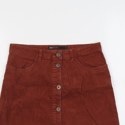 Only Womens Red Cotton A-Line Skirt Size 6 Button