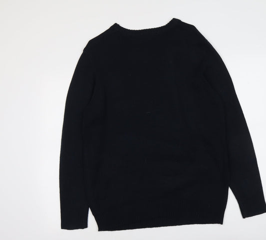 Avenue Mens Beige Round Neck Acrylic Pullover Jumper Size M Long Sleeve - Santa Claus Christmas