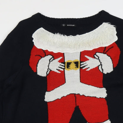 Avenue Mens Beige Round Neck Acrylic Pullover Jumper Size M Long Sleeve - Santa Claus Christmas