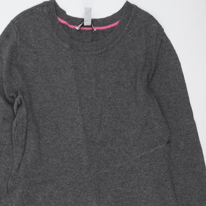 Isaac Mizrah Womens Grey Round Neck Cotton Pullover Jumper Size XS
