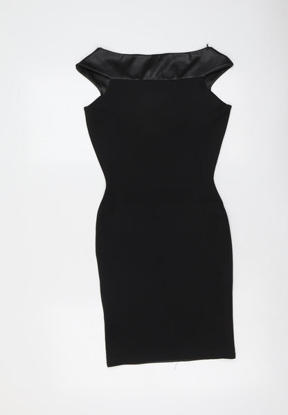Style Plus Womens Black Polyester Shift Size 8 V-Neck Pullover