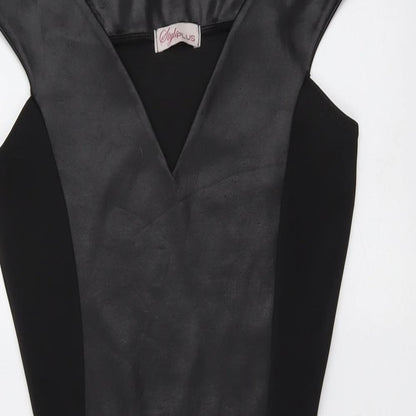 Style Plus Womens Black Polyester Shift Size 8 V-Neck Pullover