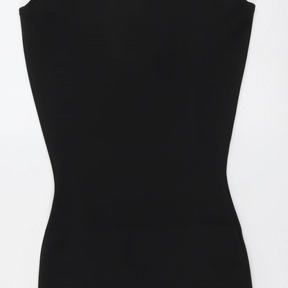 Style Plus Womens Black Polyester Shift Size 8 V-Neck Pullover