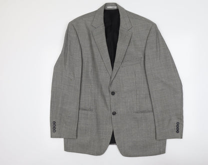 Atelier Torino Mens Grey Geometric Wool Jacket Suit Jacket Size L Regular