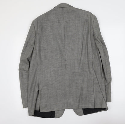 Atelier Torino Mens Grey Geometric Wool Jacket Suit Jacket Size L Regular