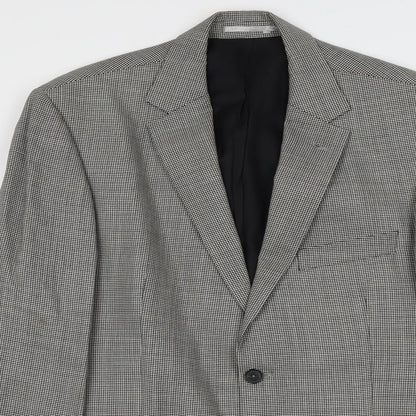 Atelier Torino Mens Grey Geometric Wool Jacket Suit Jacket Size L Regular