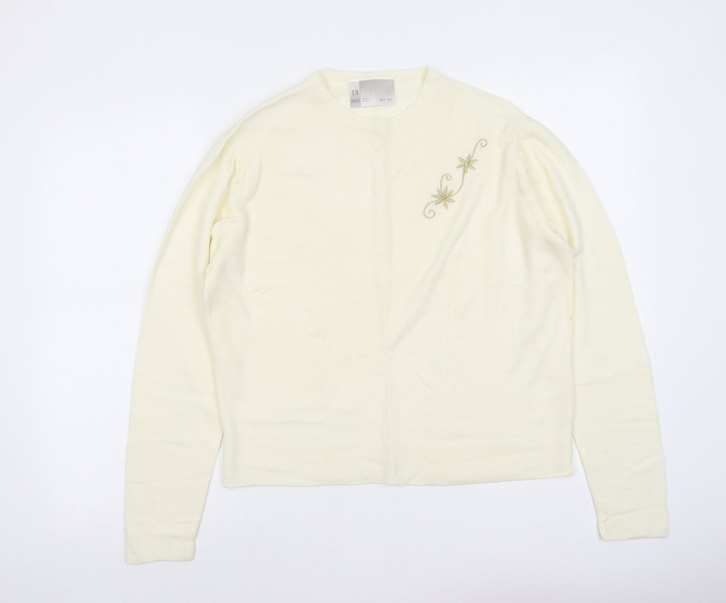 BHS Womens Ivory Round Neck Acrylic Pullover Jumper Size 18