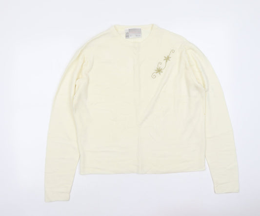 BHS Womens Ivory Round Neck Acrylic Pullover Jumper Size 18