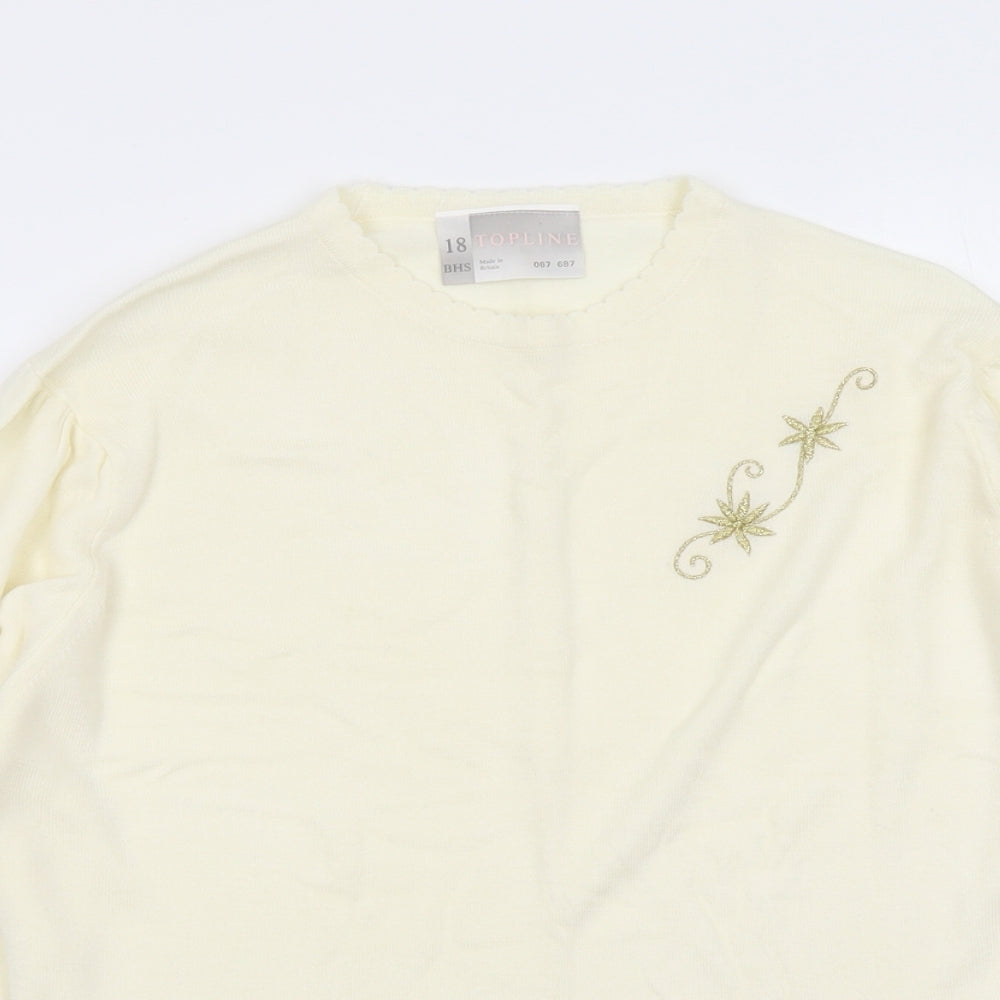 BHS Womens Ivory Round Neck Acrylic Pullover Jumper Size 18