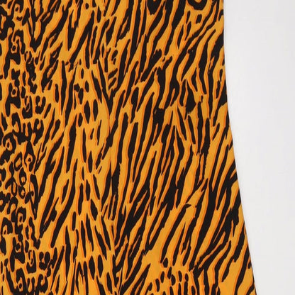 Miss Selfridge Womens Orange Animal Print Polyester Jumpsuit One-Piece Size 8 Zip