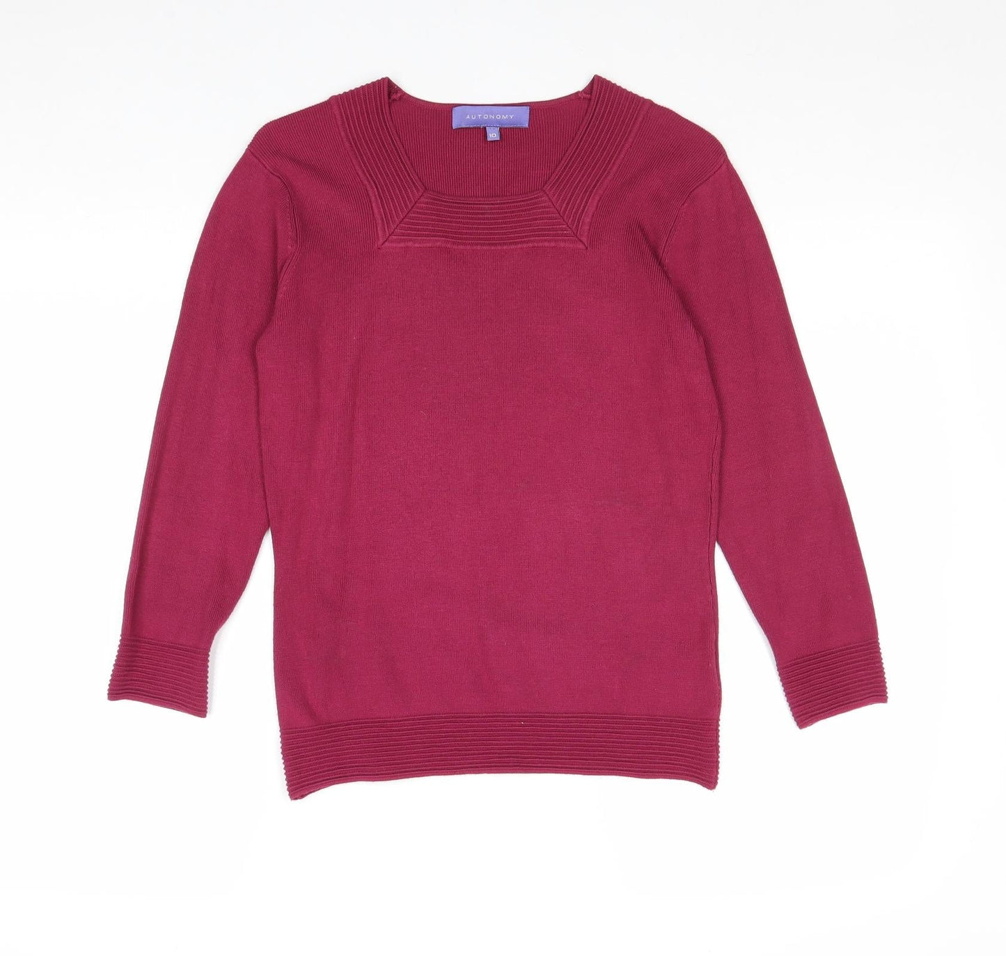 Autonomy Womens Pink Square Neck Viscose Pullover Jumper Size 10