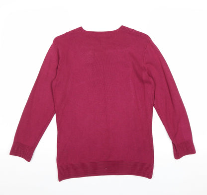 Autonomy Womens Pink Square Neck Viscose Pullover Jumper Size 10