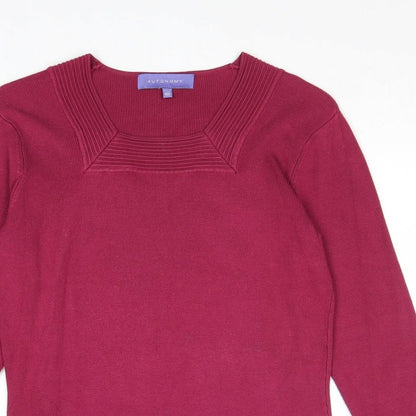 Autonomy Womens Pink Square Neck Viscose Pullover Jumper Size 10