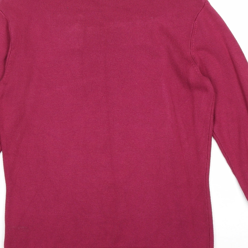 Autonomy Womens Pink Square Neck Viscose Pullover Jumper Size 10