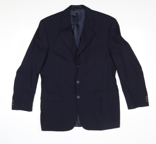 Mens UK Size 40 Woolmark Regular Blue Suit Jacket