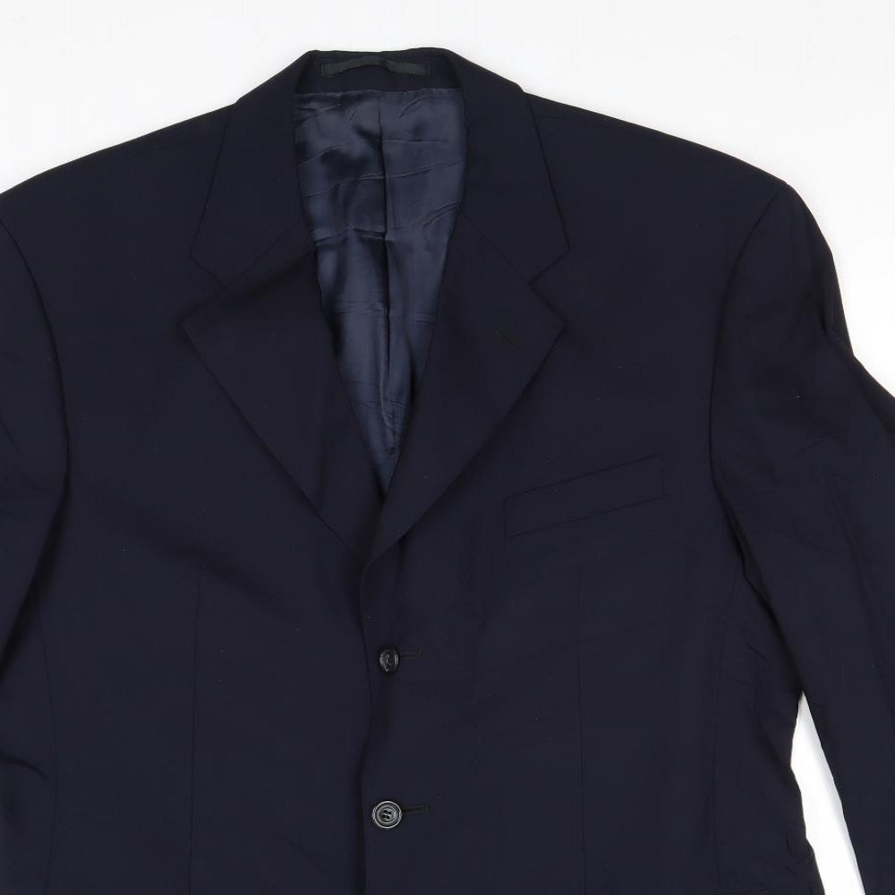Mens UK Size 40 Woolmark Regular Blue Suit Jacket