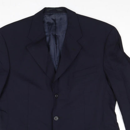 Mens UK Size 40 Woolmark Regular Blue Suit Jacket