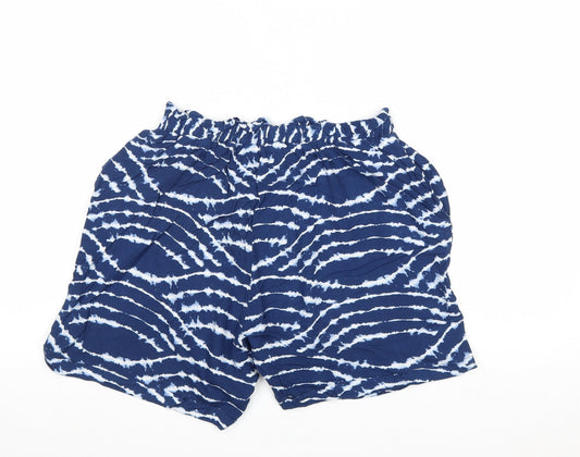 F&F Womens Blue Geometric Viscose Culotte Shorts Size 8 Regular Pull On