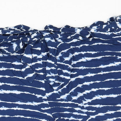 F&F Womens Blue Geometric Viscose Culotte Shorts Size 8 Regular Pull On