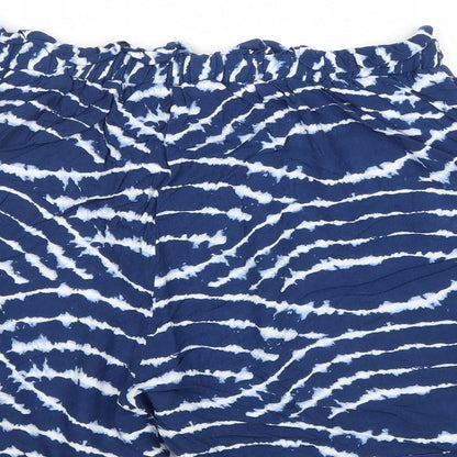 F&F Womens Blue Geometric Viscose Culotte Shorts Size 8 Regular Pull On