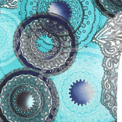 Autonomy Womens Blue Geometric Polyester Basic T-Shirt Size M Boat Neck - Mesh Panels