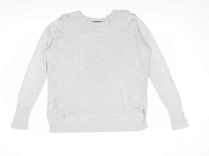 Primark Womens Grey Round Neck Acrylic Pullover Jumper Size L