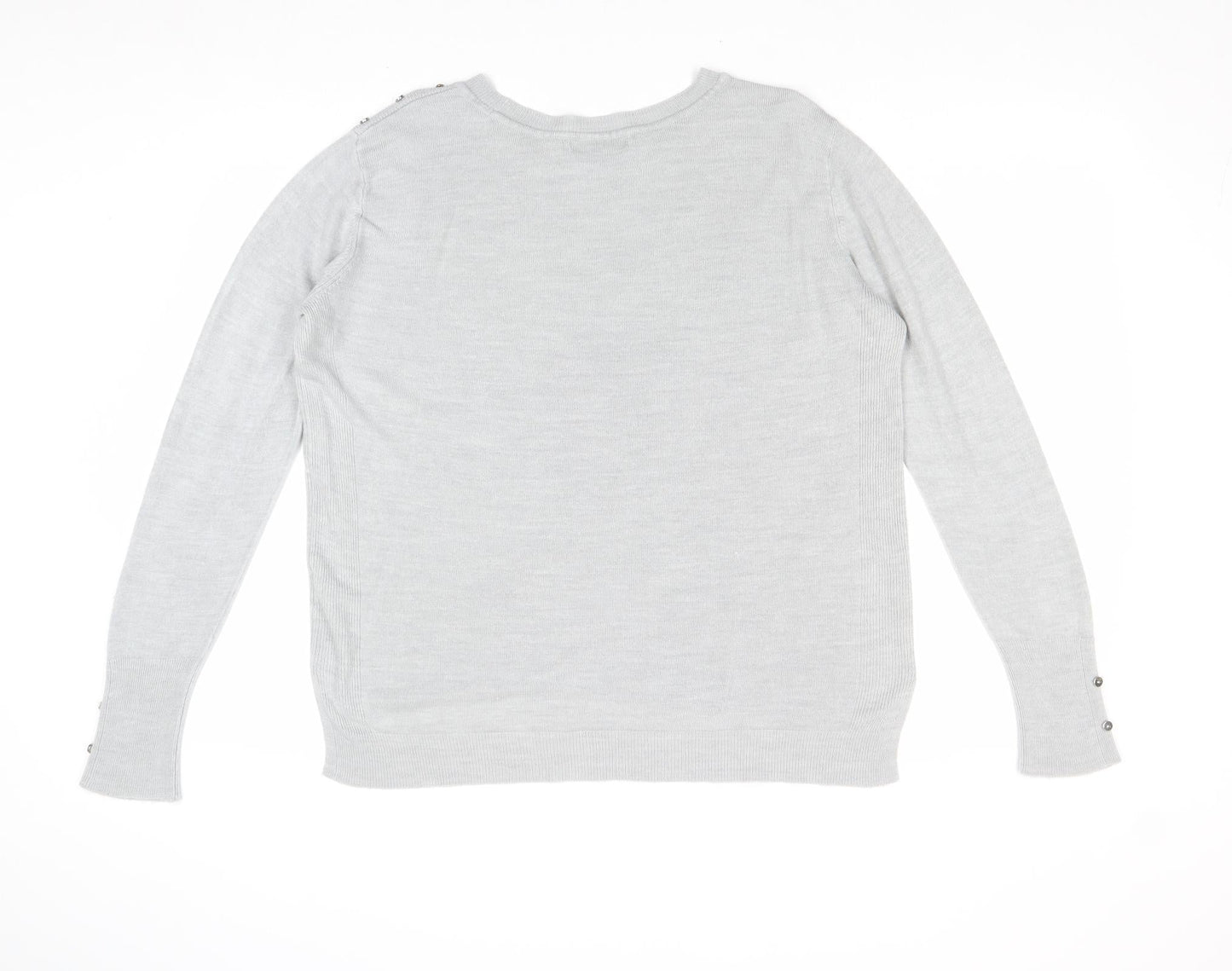 Primark Womens Grey Round Neck Acrylic Pullover Jumper Size L