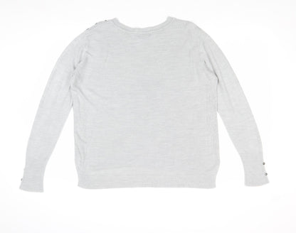 Primark Womens Grey Round Neck Acrylic Pullover Jumper Size L