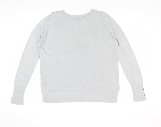 Primark Womens Grey Round Neck Acrylic Pullover Jumper Size L