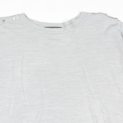 Primark Womens Grey Round Neck Acrylic Pullover Jumper Size L