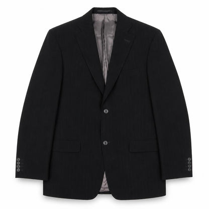 Quattro Mens Black Striped Polyester Jacket Suit Jacket Size 42 Regular