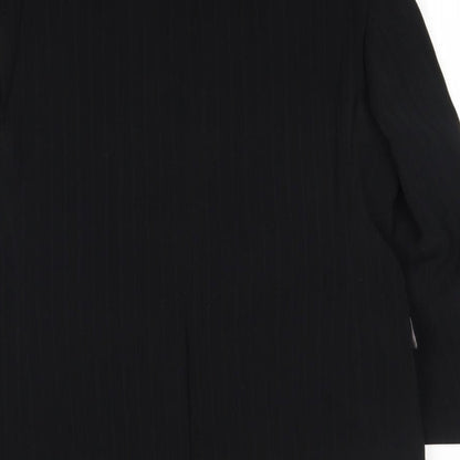 Quattro Mens Black Striped Polyester Jacket Suit Jacket Size 42 Regular
