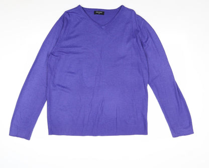 UrbanSpirit Mens Purple V-Neck Acrylic Pullover Jumper Size M Long Sleeve