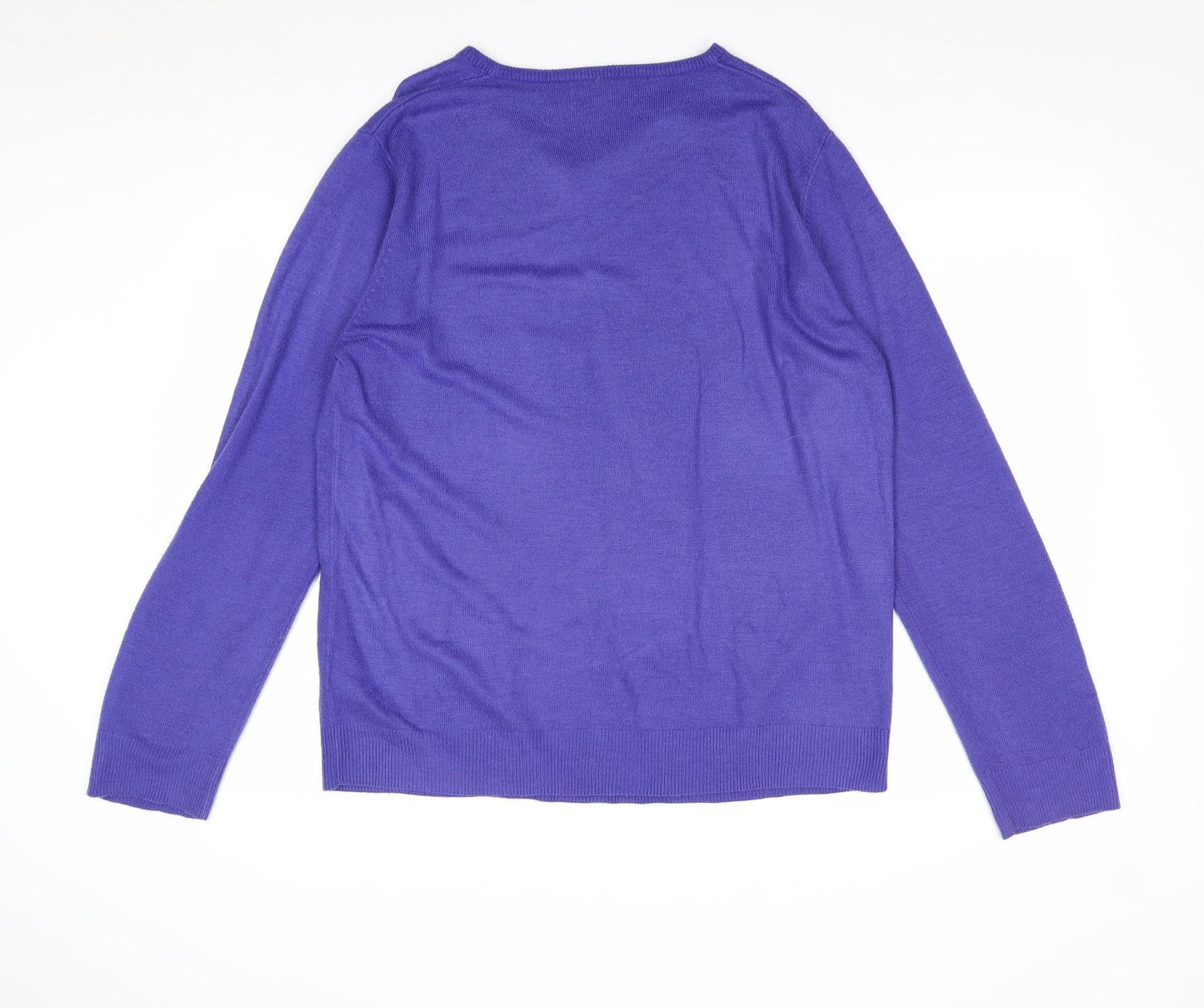 UrbanSpirit Mens Purple V-Neck Acrylic Pullover Jumper Size M Long Sleeve