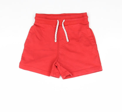 George Boys Red 100% Cotton Cropped Trousers Size 18-24 Months Drawstring