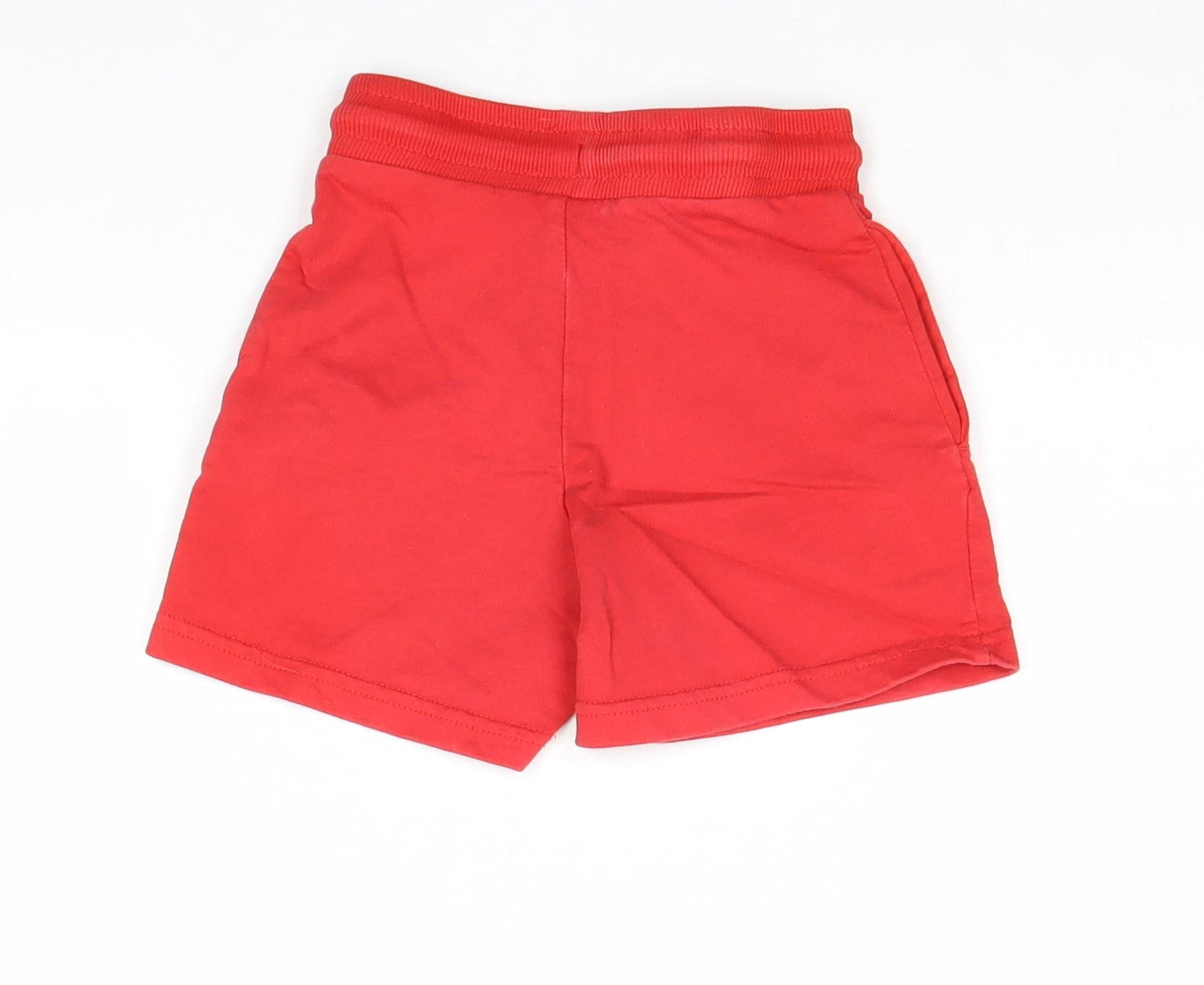 George Boys Red 100% Cotton Cropped Trousers Size 18-24 Months Drawstring