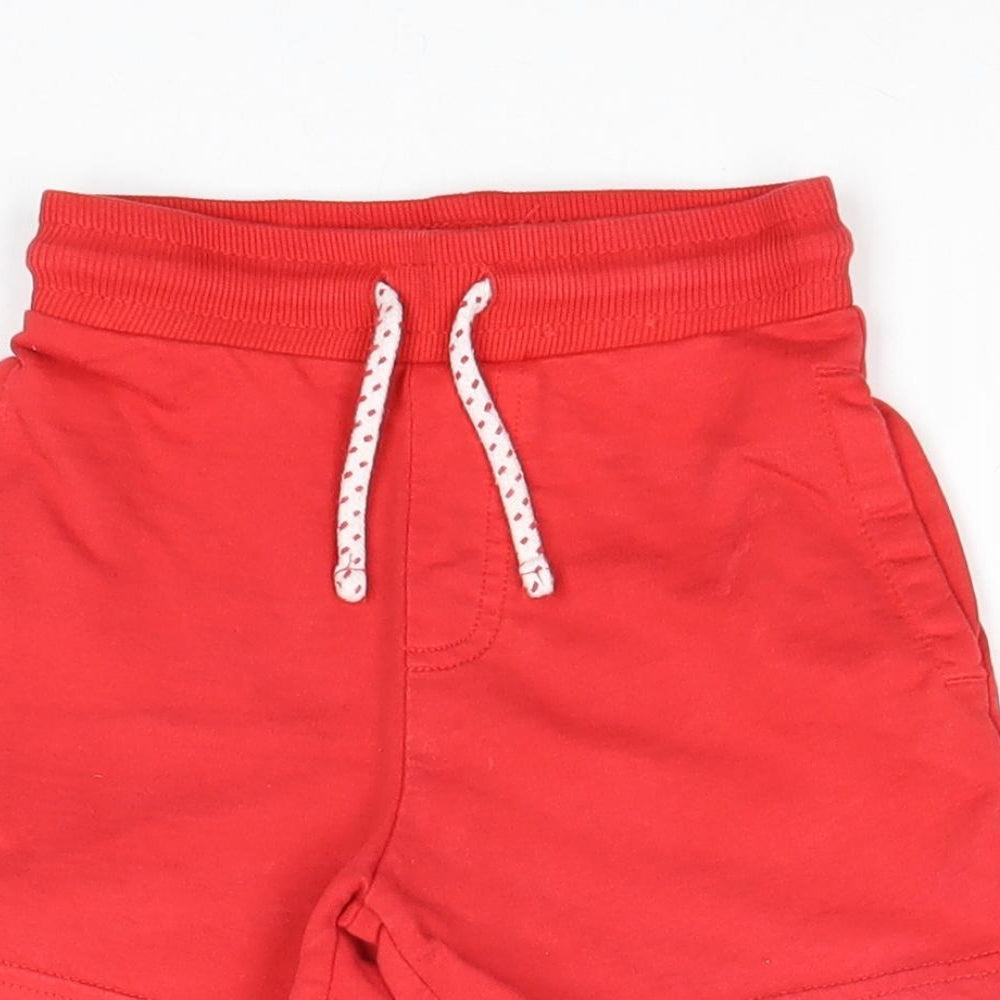 George Boys Red 100% Cotton Cropped Trousers Size 18-24 Months Drawstring