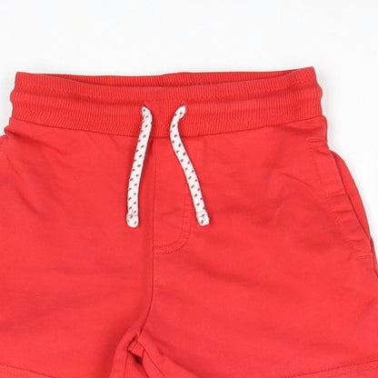 George Boys Red 100% Cotton Cropped Trousers Size 18-24 Months Drawstring