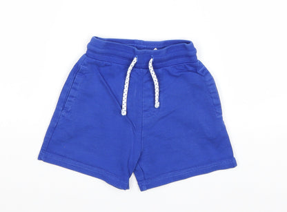 George Boys Blue 100% Cotton Cropped Trousers Size 18-24 Months Drawstring