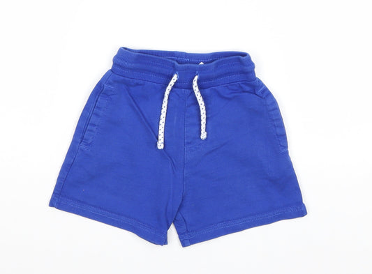 George Boys Blue 100% Cotton Cropped Trousers Size 18-24 Months Drawstring