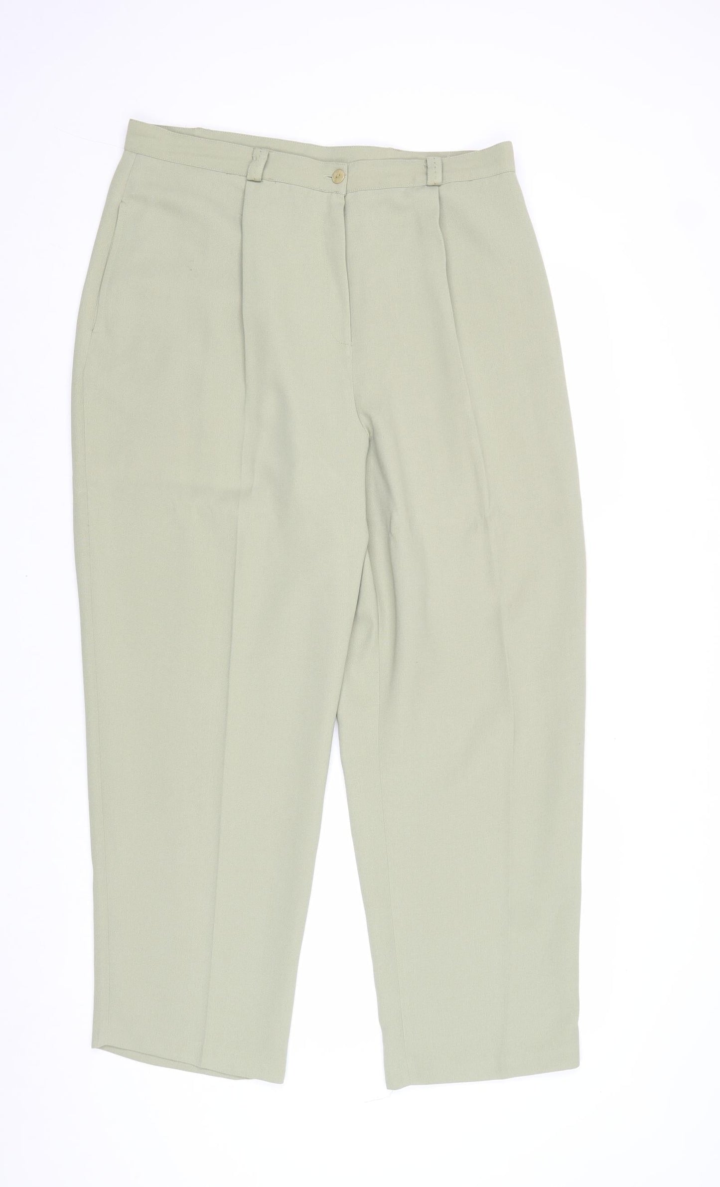 Bonmarche Womens Green Polyester Chino Trousers Size 18 Regular Zip