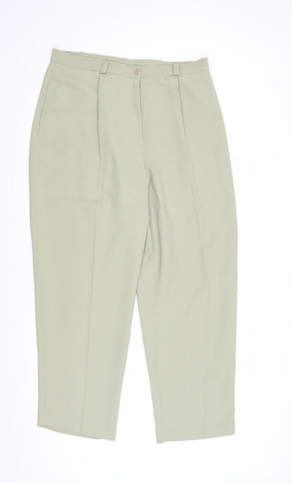 Bonmarche Womens Green Polyester Chino Trousers Size 18 Regular Zip