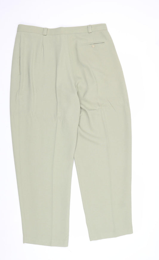 Bonmarche Womens Green Polyester Chino Trousers Size 18 Regular Zip