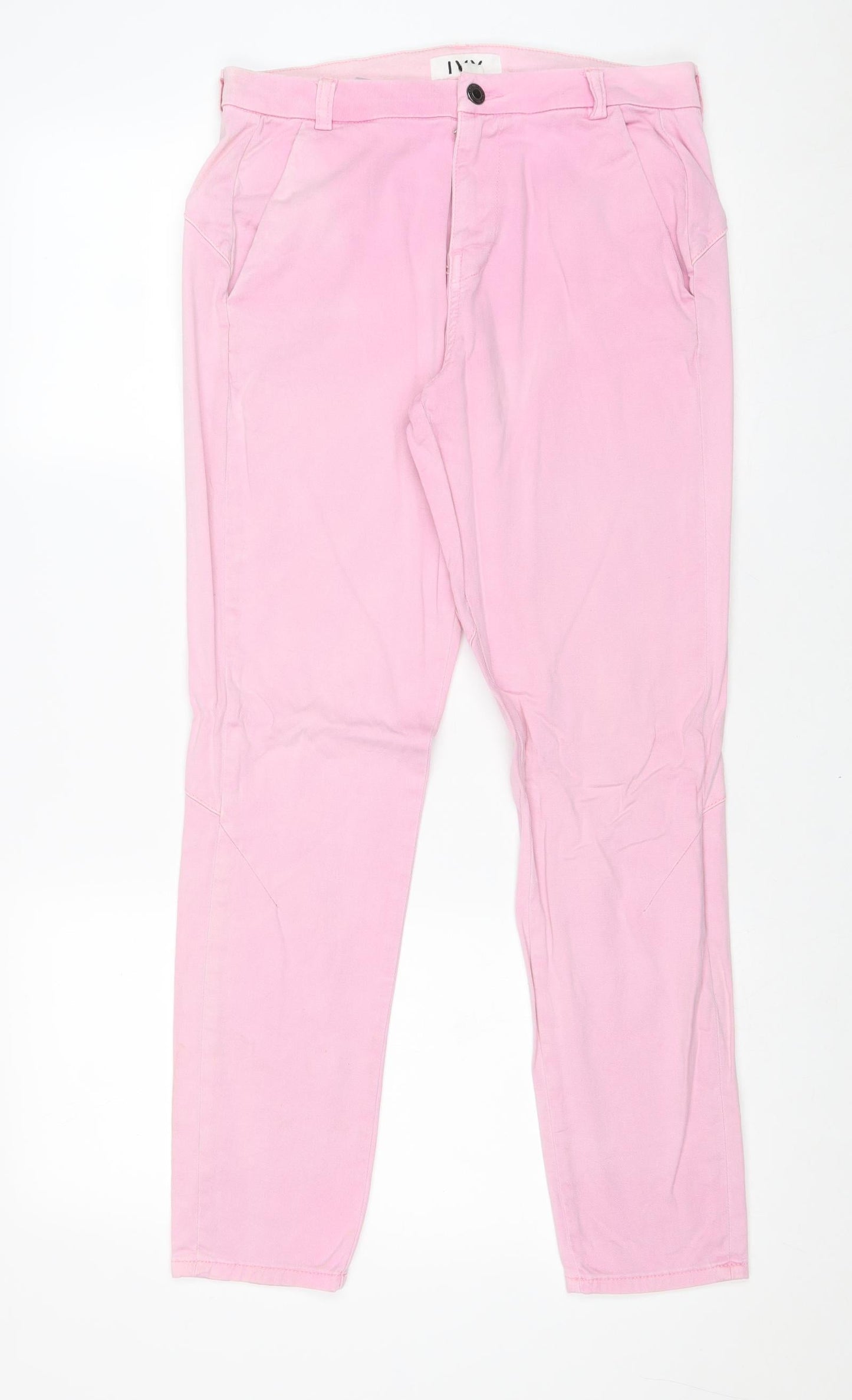 Ivy Womens Pink Cotton Trousers Size 28 in Regular Zip