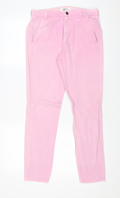 Ivy Womens Pink Cotton Trousers Size 28 in Regular Zip