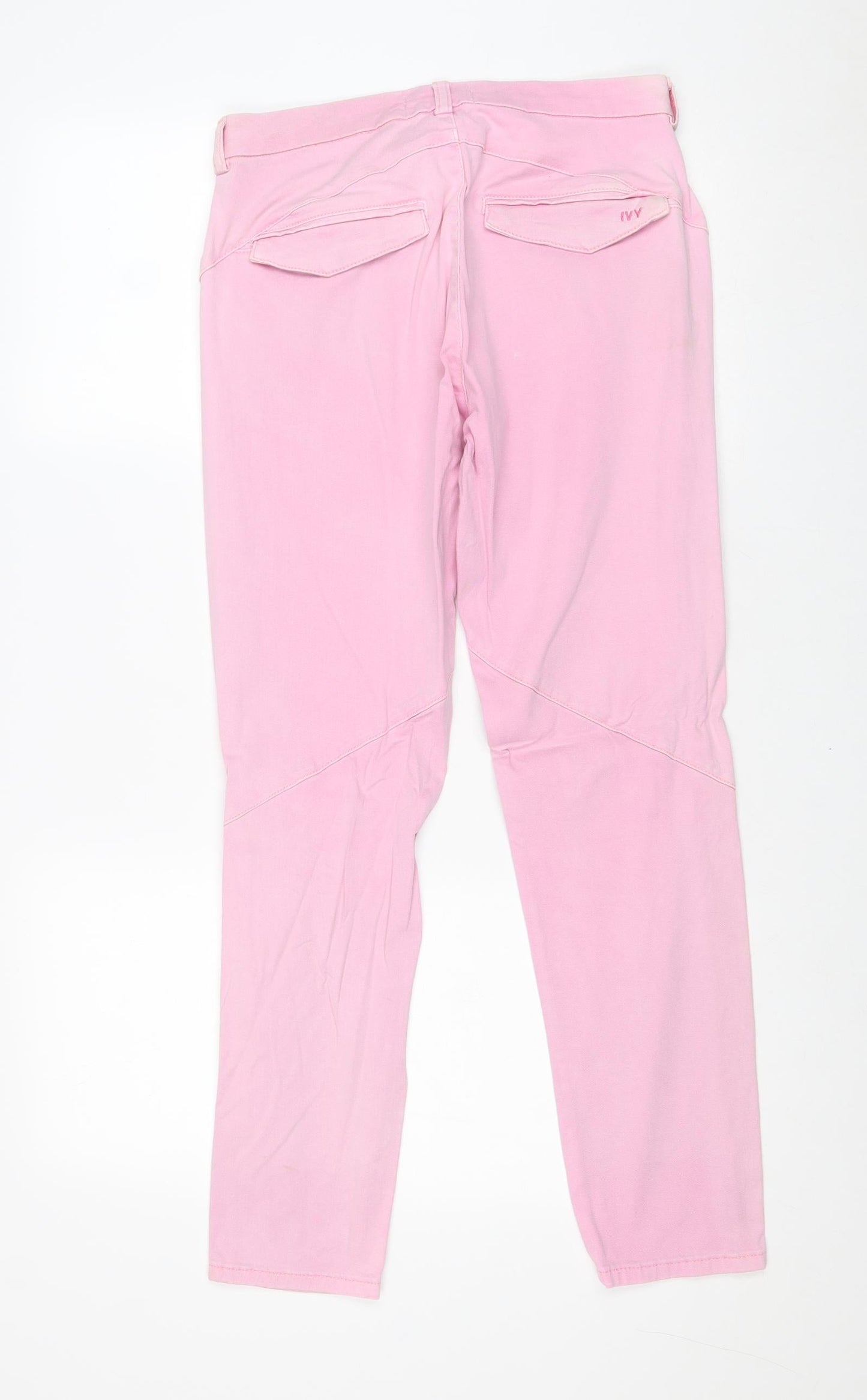 Ivy Womens Pink Cotton Trousers Size 28 in Regular Zip